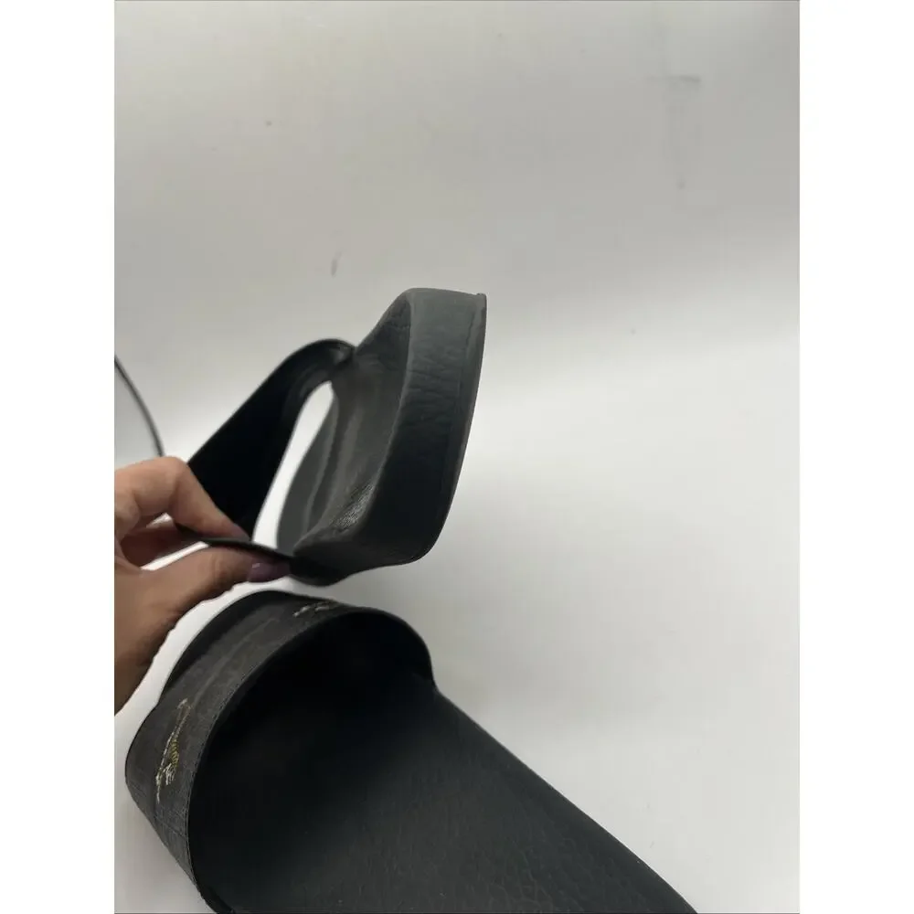 Gucci GG Supreme Slides Tiger Black Gold 407345 Men’s Sz US 10 USED AS IS